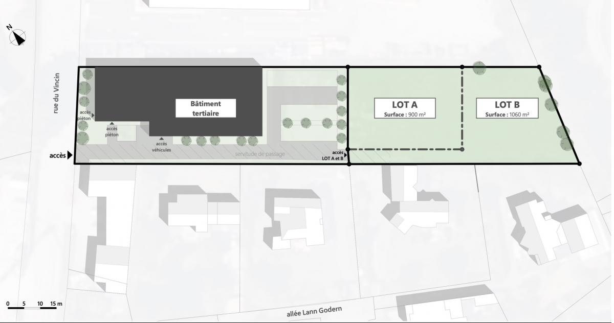 Terrain constructible 900m2 en impasse privée 