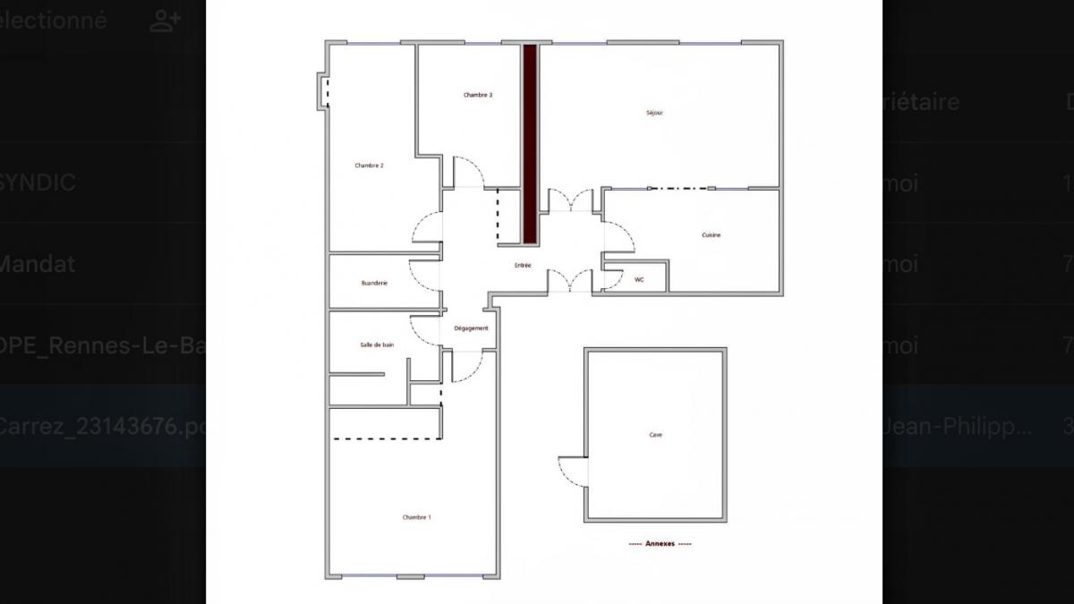 Vue dégagée 3e étage appartement ancien rénové 3 ch + cave