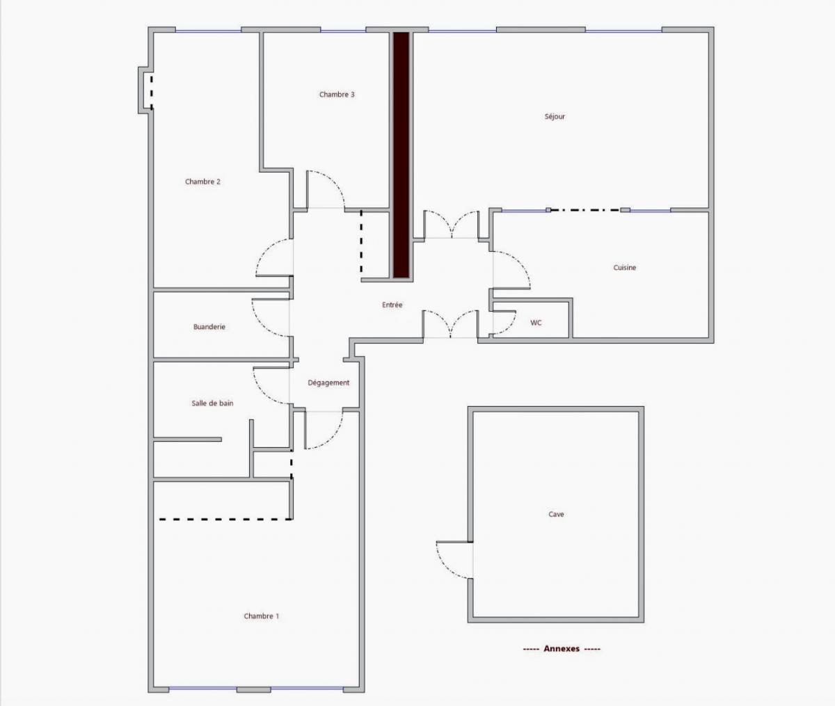 Vue dégagée appartement ancien rénové 3 ch