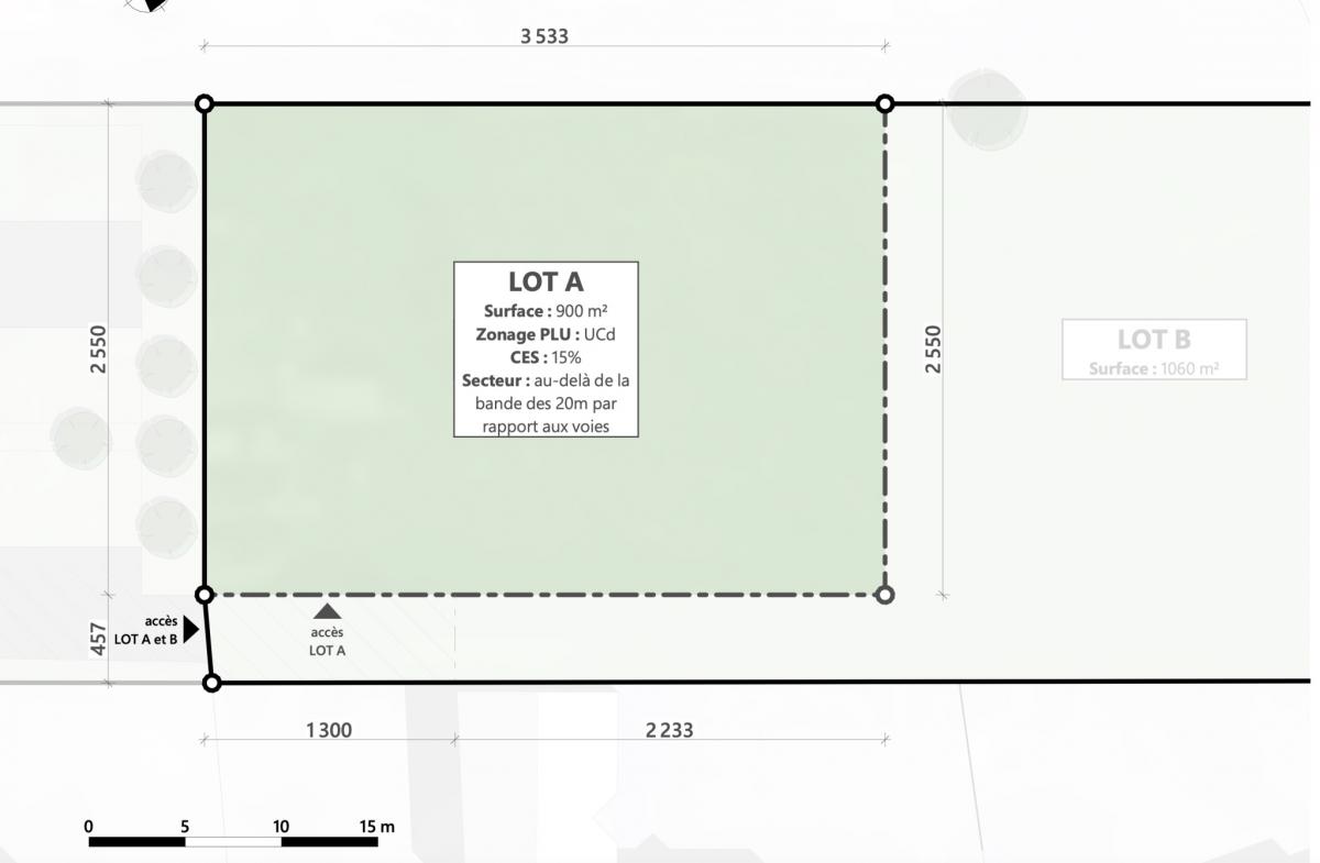 Terrain constructible 900m2 en impasse privée 