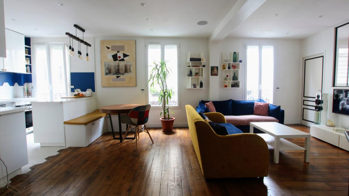 Lamarck appartement rénové lumineux 2 ch + cave