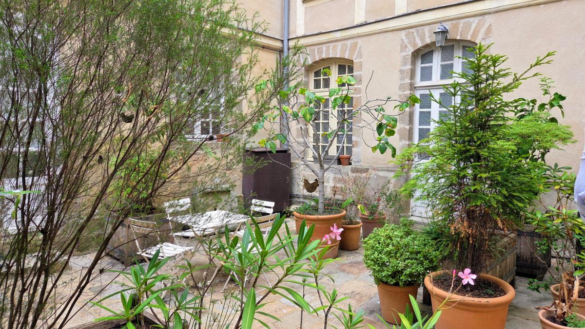 Appartement ancien 2 chambres cave cour-terrasse 